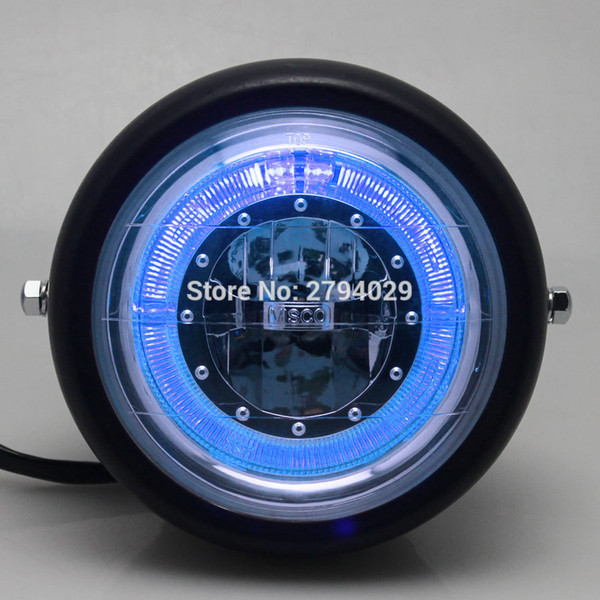 Free Shipping Black Motorcycle Blue HALO Ring LED 6 1/2