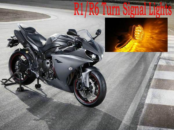 LED Turn Signal Lights Blinkers Indicators Flashers Flush Mount Light Fits For Yamaha YZF R1/R6 moto yellow light