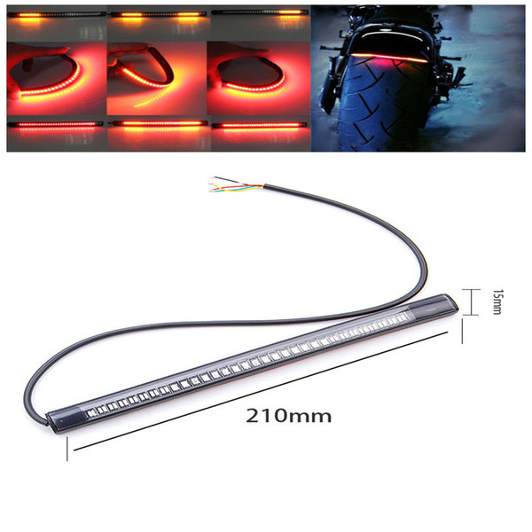 48LED Flexible Motorcycle License Plate Light Red And Amber Tail Brake Stop Turn Signal Lamp With 50CM Cable Wire