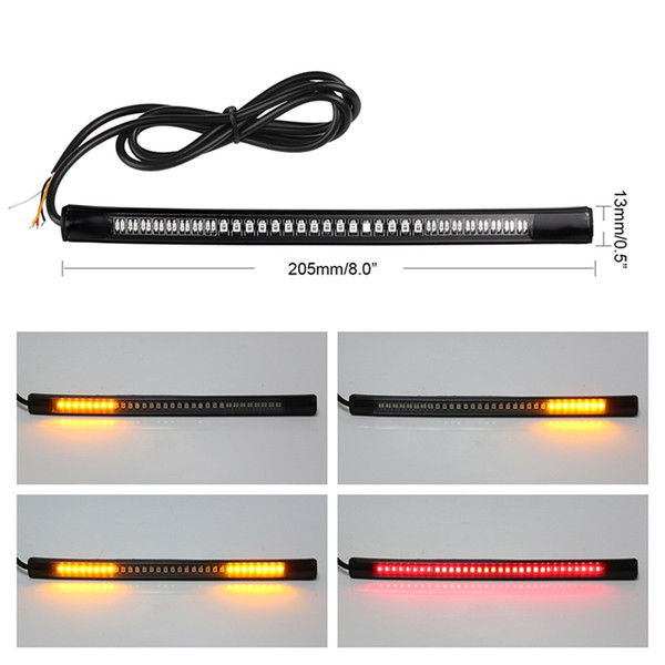 Brand New Motorcycle Light Bar Strip Tail Brake Stop Turn Signal License Plate Light Integrated 3528 SMD 48 LED Red Amber Color