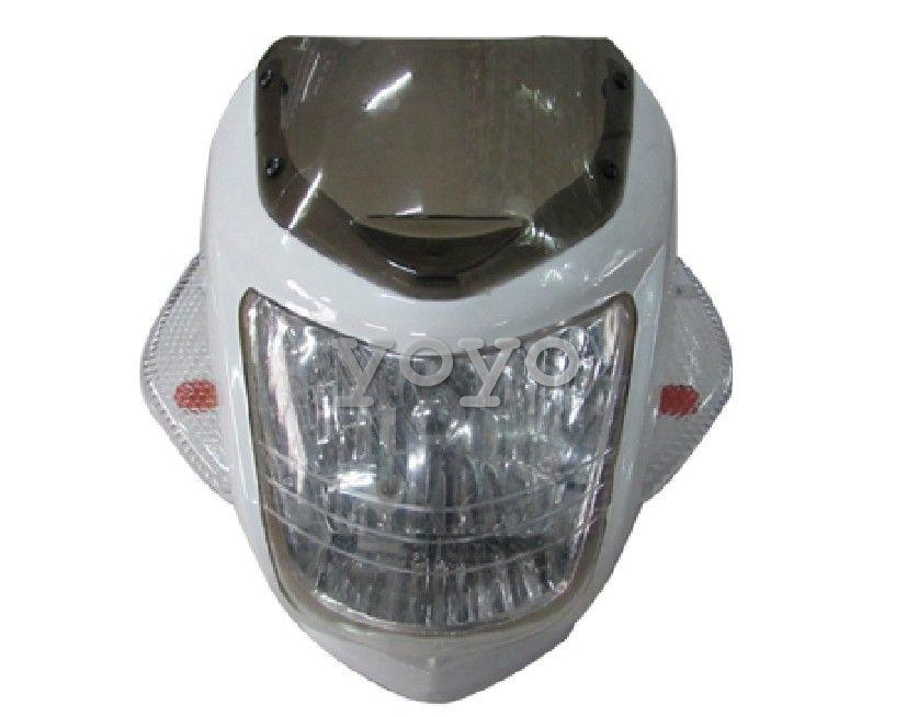 white Motorcycle Fairing Headlight + Turn Signal Indicators Dash Sport Universal