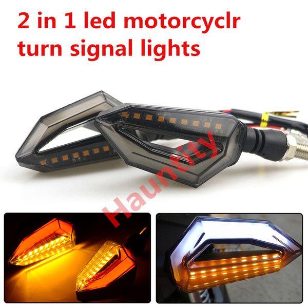 Pair Motorcycle LED Turn Signal Lights Amber Lamp Left Right Signals Indicators Blinkers 3 Wires Universal