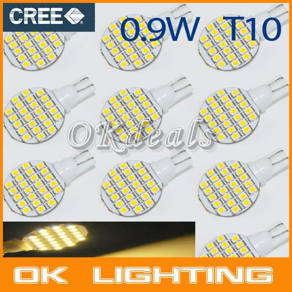 10PCS DC12V T10 194 921 W5W 1210 24 SMD Warm White RV Landscaping LED Light Lamp Bulb parking car styling order<$15 no tracking