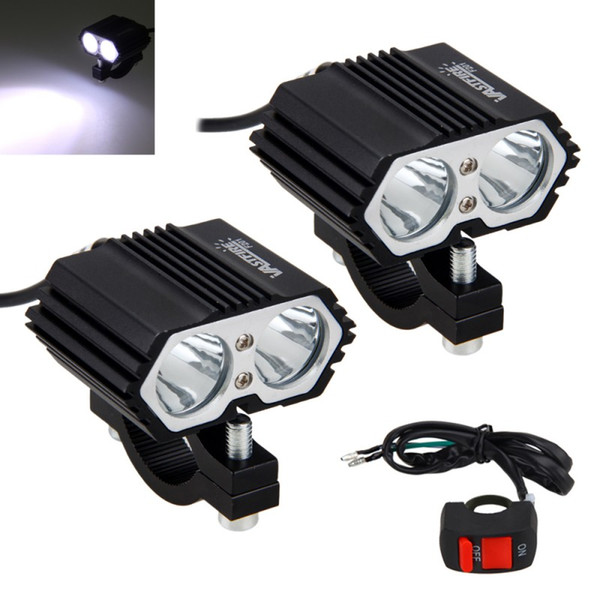 2PCS 30W 5000LM Motorcycle Headlight Spot light 2x XM-L T6 LED Fog Driving Lamp with Switch