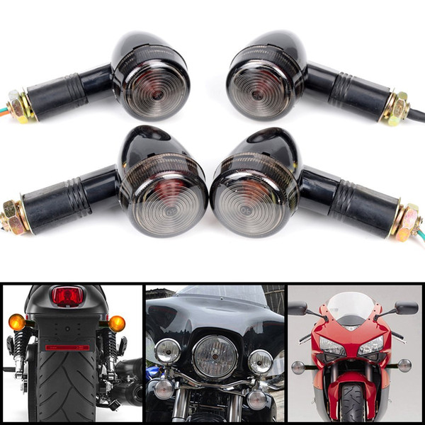 4Pcs Universal Motorcycle Black Mini Bullet Turn Signals Blinker Smoke Lens M00147 VPR