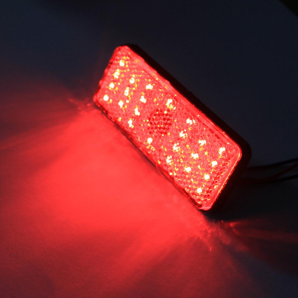 2 pieces LED Reflectors Brake Light Universal Motorcycle Reflectors Red Rectangle