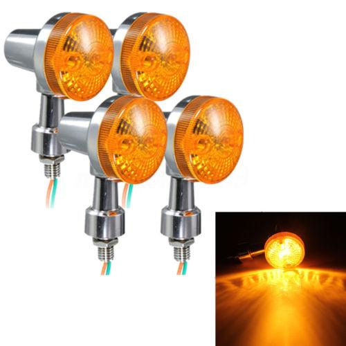 Motorcycle Motorbike Amber Round Turn Signal Indicator Light Yellow Lamp Amber Bulbs 12V