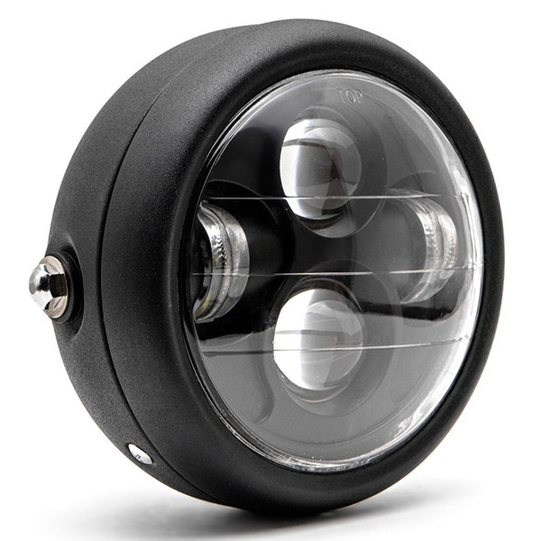 Motorcycle Black 10W LED Headlight Projector Head Lamp Hi/Lo Beam Bobber Chopper