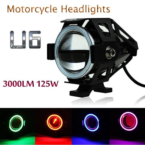 Motocycle Motorbike 3000LM 125W Waterproof CREE U6 LED Spot Fog Light Lamp Headlight for Harley Honda Yamaha