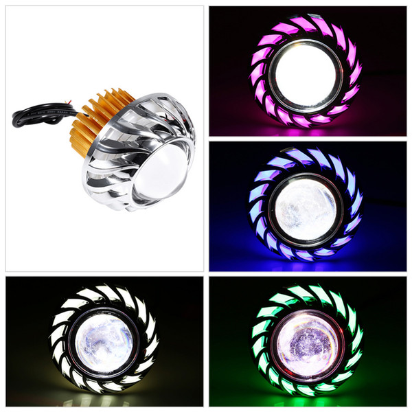 Freeshipping Car-Styling Motorcycle Headlight LED Projector Lens Dual Halo Angel Devil Eye Spot Light Motocicleta Lights