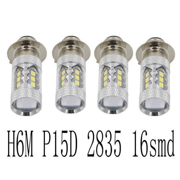 YSY NEW 50pcs H6M P15D 2835 Chips 16LEDs 12V DC White Light Bulbs Headlights Motorcycle Scooter Autocycle Ligthts White