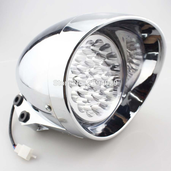 Motorcycle Custom LED Bullet Chrome Headlight White Light For Harley Choppers Cruise Honda Steed Shadow Free Shipping