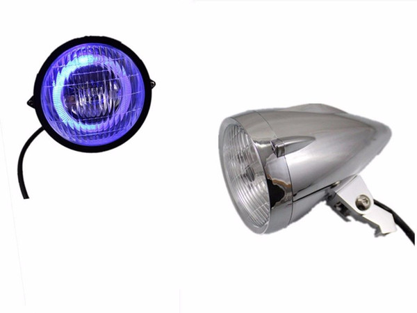 Chrome LED Angel Eye Head Light Headlight for Harley Honda Yamaha Kawasak Suzuki