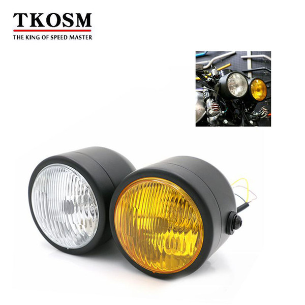 TKOSM Motorcycle Headlights Twin Headlight Motorcycle Double Dual Head Lamp Dominator General For Harley Honda Yamaha Kawasaki Suzuki