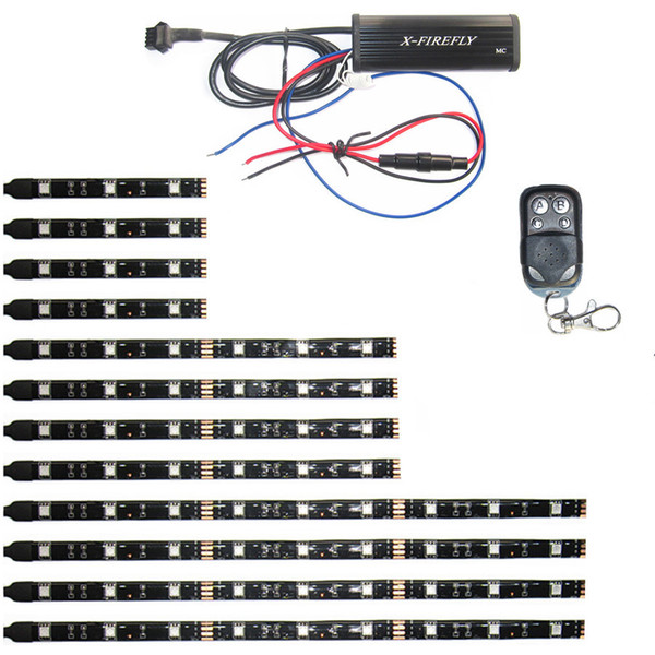 Motorcycle Multi-color 12Pcs Universal 18 Colors Change 5050SMD LED Light Strips Kit With Wireless Remote Control