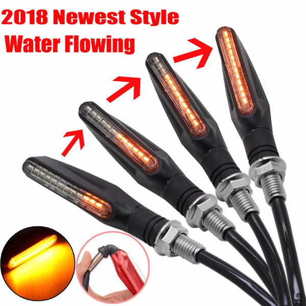 4pcs/set Flowing Universal Motorcycle Turn Signal Indicators 12LED 12V Blinkers Flexible Bendable Lamp Light Amber