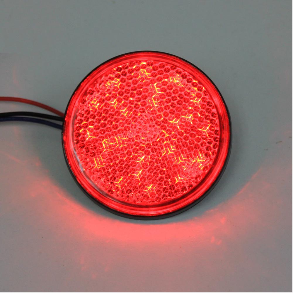 Red LED red len Reflectors Round Brake Light Universal Motorcycle Car Truck