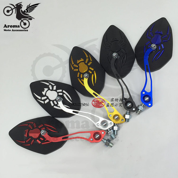 spider decal universal pit bike parts 8MM 10MM motorbike rear view accesorios scooter mirror moto rearview motorcycle rear-view