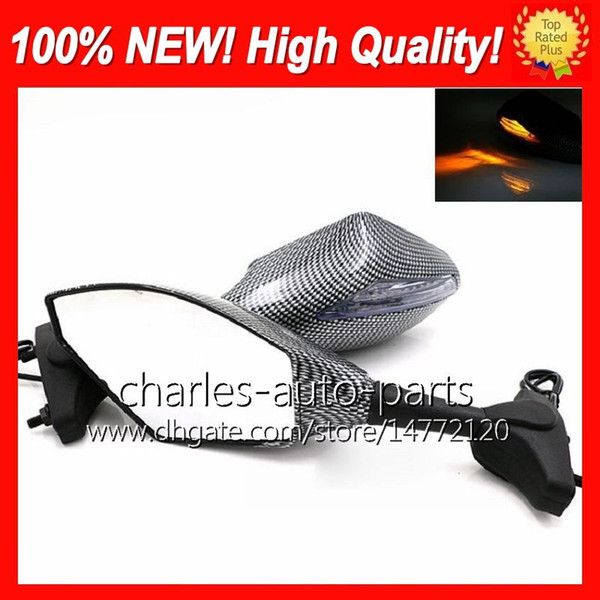 Universal Motorcycle LED Turn Signal Mirrors turn light Mirror Black Carbon turnning light For SUZUKI GSXF600 GSXF750 KATANA Hayabusa SV650S