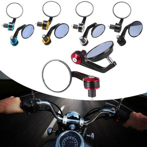 1 Pair 7/8 inch Universal Motorcycle Rear View Black Handle Bar End Side Mirrors