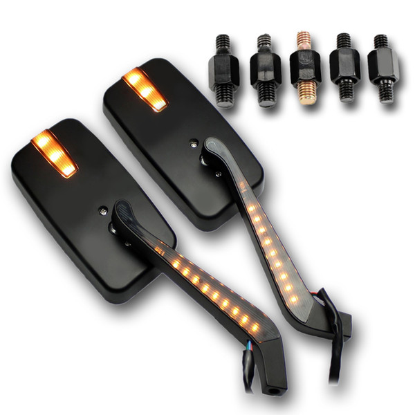 UNIVERSAL With LED Signal Lamp MOTORCYCLE REARVIEW SIDE MIRROR 8MM 10MM