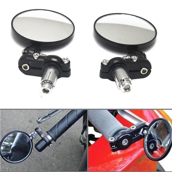Motorcycle Side Mirrors Rearview Mirrors Round Folding Bar End Side Set of 2