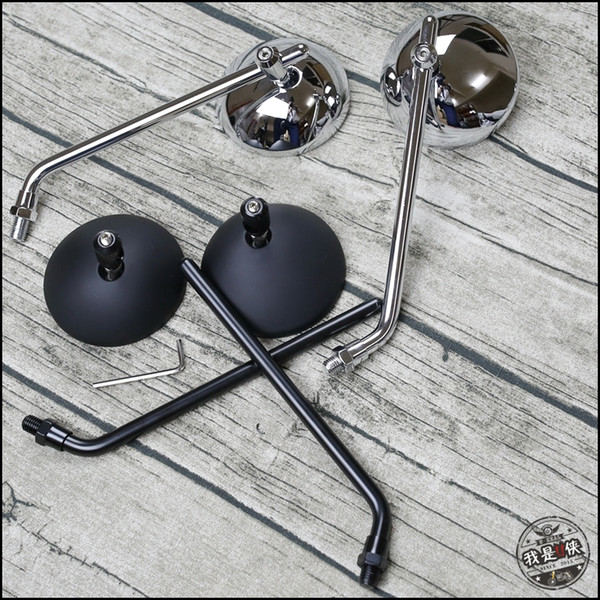 1 pair Vintage high quality motorcycle rearview mirror Motorcycle Rearview Silver and black 10mm screw