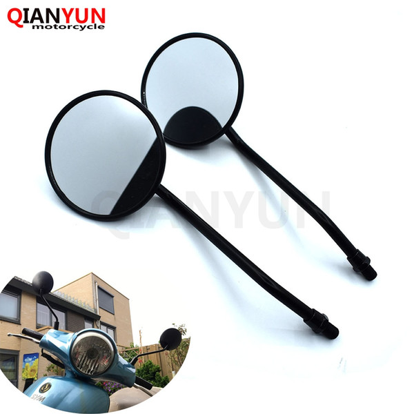 2pcs 10mm Black Modified Plated Universal round Motorcycle Rearview Mirror Round Iron Mirror for Motorcycle