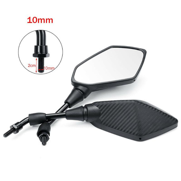1 Pair Universal Black Motorcycle Motorbike Rearview Rear View Side Mirror 10mm