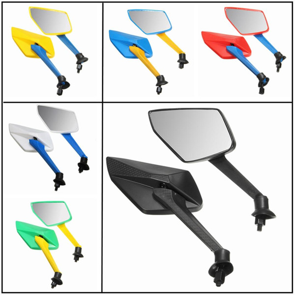 1 Pair Universal 8mm Thread Motorcycle Motorbike Rear View Side Mirror 6 Color Blue Green Yellow Black White Red