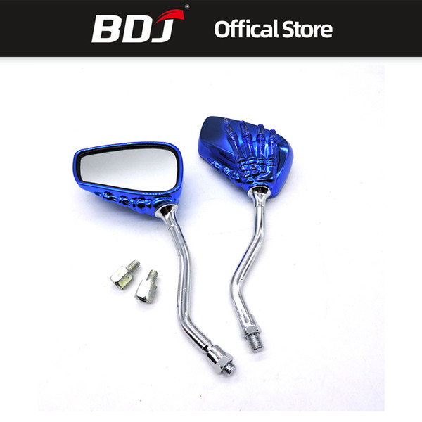 BDJ For Universal Motorcycle Skeleton Skull Hand Claw Shadow Rearview Side Mirror 8mm 10mm