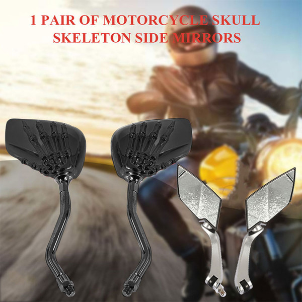 8mm 10mm Rearview Side Mirrors Motorbike Universal Rearview Mirror for Skull Hand