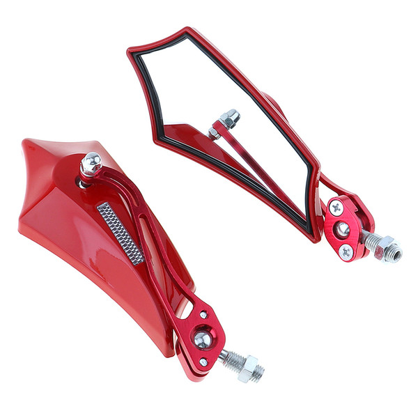 2pcs Rearview Mirror Aluminium Alloy Motorcycle Rearview Side Mirror with Oblique Pentagonal Shape 8MM Screws for Motorcycle Scooter MFF_20G