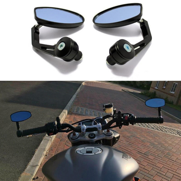 2PCS Motorcycle Use Handle Replacement Curved Rod Aluminum Side Rearview Mirror Set Oval Shape Easy Install Accessories Modified