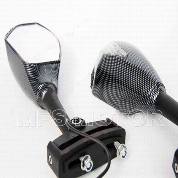 motorcycle parts Integrated Turn Signal Mirror For Kawasaki Ninja 500 1994-2008 ZX7R ZX6R ER6F 636 1998-2004 Z750 ZX9R 1998-2003 Carbon