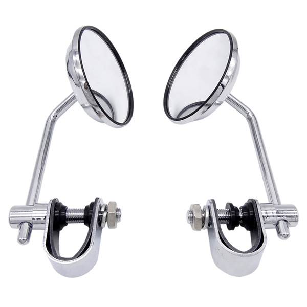 Universal 2 Pcs 8mm Motorcycle Back View Stainless Steel Mirror Classic Retro Vintage Round Rearview Mirror