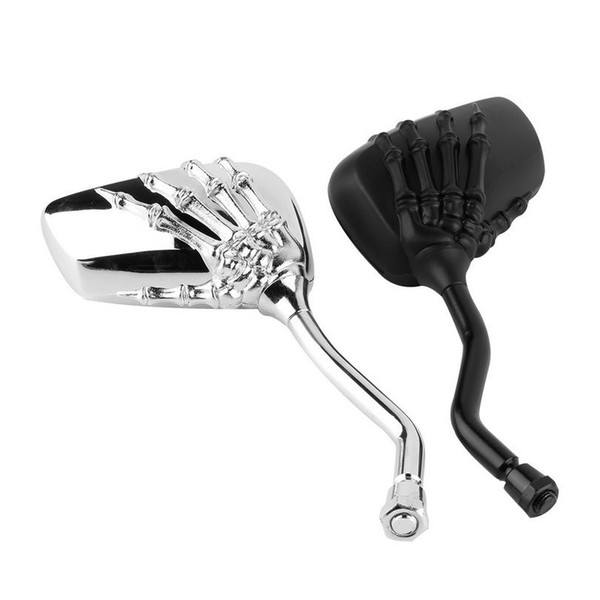 2pcs 1 pair of Universal Motorcycle Chrome SKELETON Skull HAND Claw Side Rear View Mirrors Mirror Light Right 10mm For HONDA XL1000V VARADER