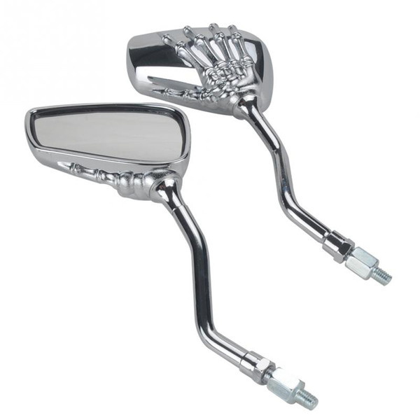 Universal Motorcycle Mirror Chrome Metal Motorcycle Scooter ATV Skull Claw Rearview Mirrors 8mm 10mm Adapter Motorbike Accessory