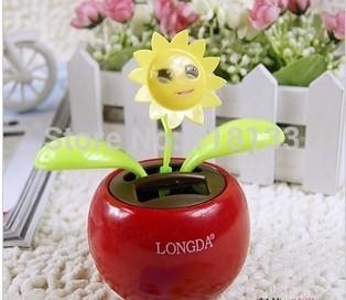 Flip Flap Flower swing Plant Cool Car decorating Solar Powered Dancing flowers doll doll car 1202#02