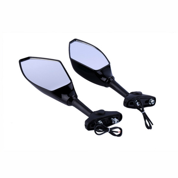 Universal Black LED Turn Signal Light Rearview Mirror For Motorcycle Sports Car