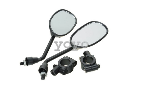 Weksi Motorcycle Street Bike ATV Rear View Rearview Side Mirrors 8mm + 2 Handlebar Mount (Pack of 2)