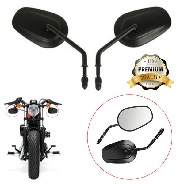 1Pair For  Sportster XL 1200 883 Motorcycle Rearview Side Mirror Aluminum Housing & Stem Mirrors Black With 8mm Mounting Bolt