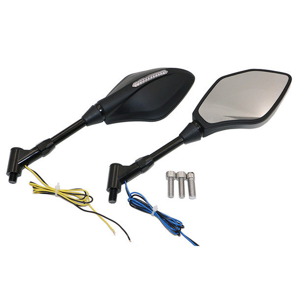 Universal E-Mark Rear view Back Side Mirrors With Integrated LED Turn Signal Light For Motorcycle/Motorbike