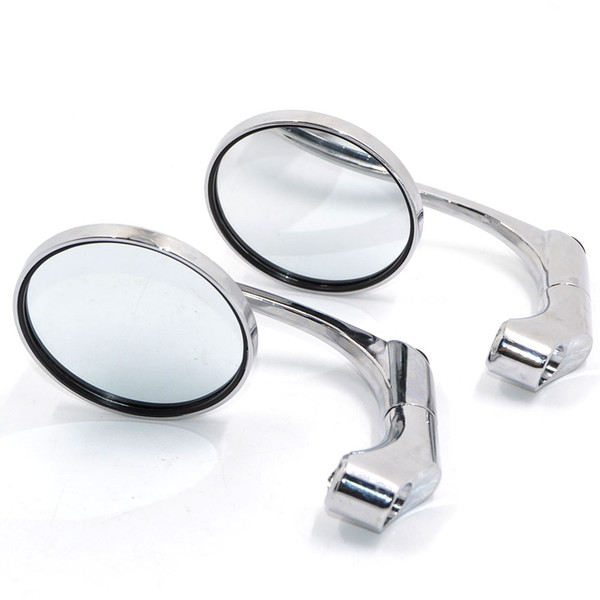 Universal Motorcycle CNC Aluminum Chrome Rear Side Round Mirror Handle Bar End Mirrors with M10 adapter For Street Bike