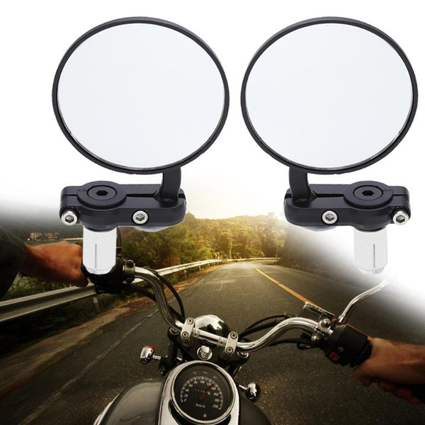New 2Pcs Universal Motorcycle Mirror Aluminum Black 22mm Handle Bar End Rearview Side Mirrors High Quality Motor Accessories