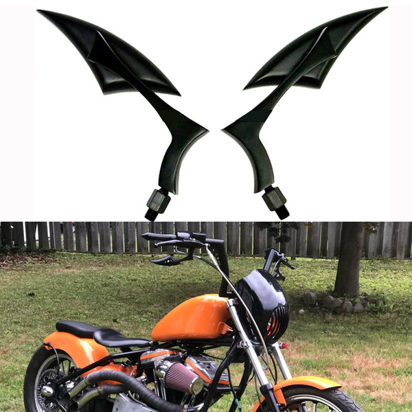 Black Spear Blade Side Mirrors Aluminum Custom Triangle Motorcycle Mirros 8MM 10MM For Harley Cruiser Chopper