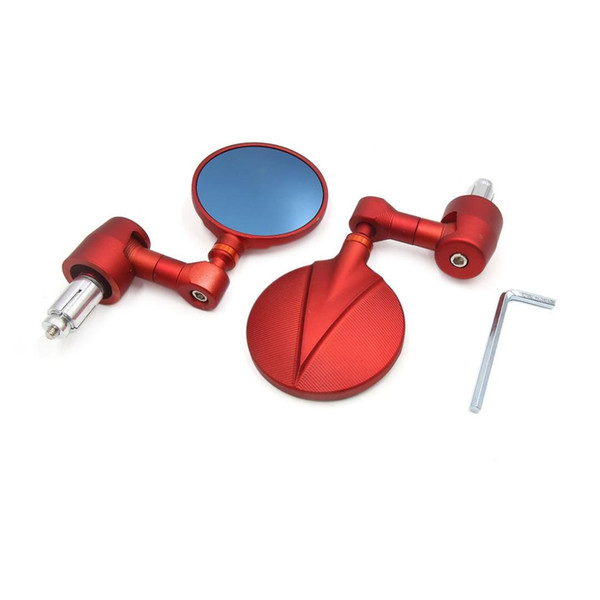 uxcell Pair Red 22mm Handlebar Back End Mount Round Shaped Motorcycle Rearview Mirror