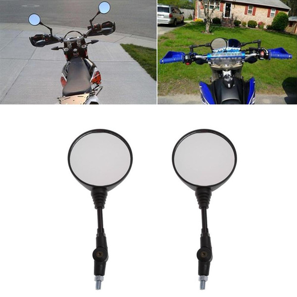 1 Pair High Quality Black Round Motorcycle Handle Bar Mount Mirrors Folding Foldable Rear View Universal