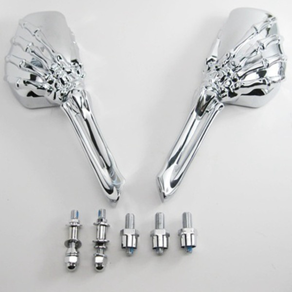 Aluminum Motorcycle Mirror Skeleton Skull Hand Motor Bike Rearview Mirror For Honda Kawasaki Suzuki Cruiser 8mm 10 mm