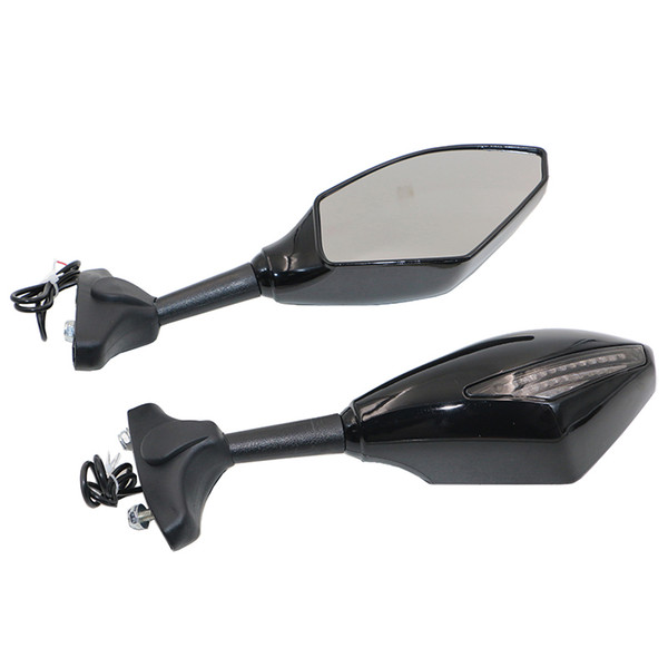 Motorcycle Sport Bike Back Rearview Side Mirror Smoke Lens With LED Turn Signal Light And Blue Indiactor
